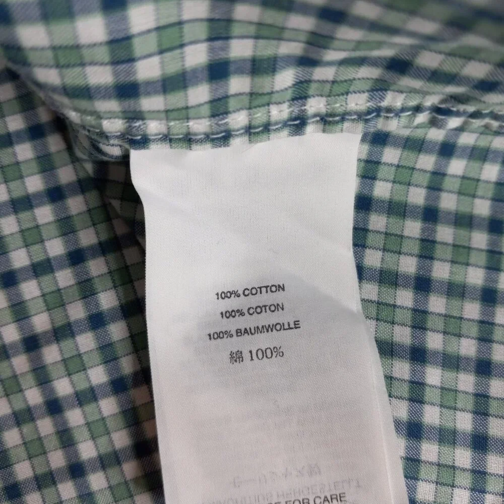 J. Crew Crosby 120's Ply Shirt Blue Green Gingham Check Cotton Size M